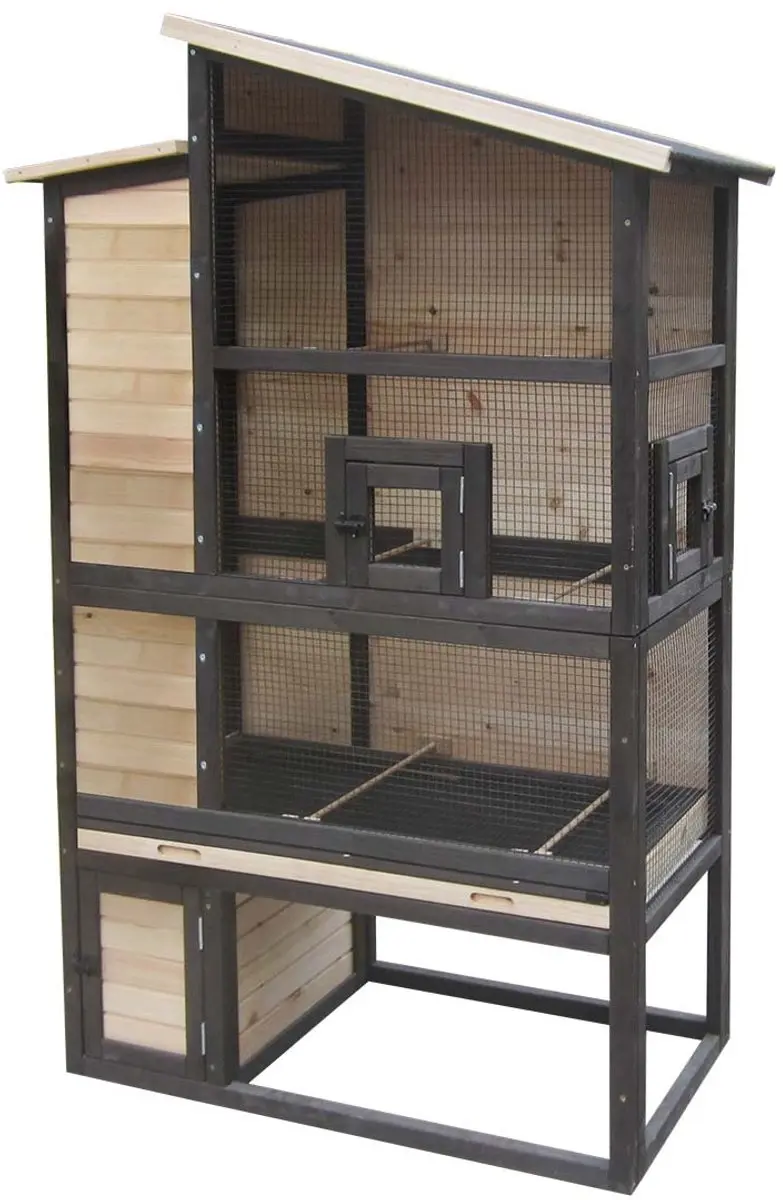 Duvo+ Volière Chirpy Court Houtkleurig 110x56x175cm