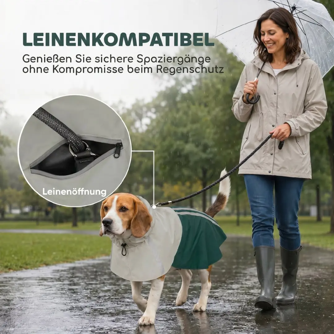Pawhut Regenjas Kunstleder Honden - 88x59x0,5cm - Groen - afbeelding 6 van 6