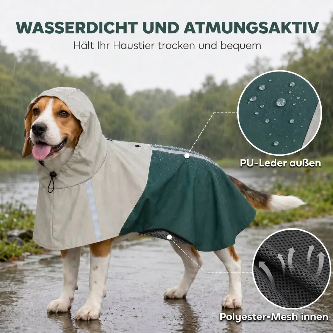 Pawhut Regenjas Kunstleder Honden - 88x59x0,5cm - Groen