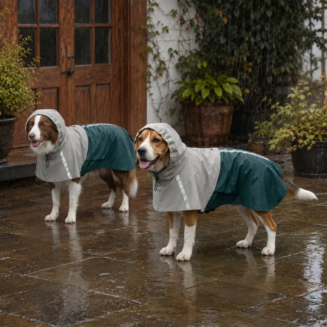 Pawhut Regenjas Kunstleder Honden - 88x59x0,5cm - Groen
