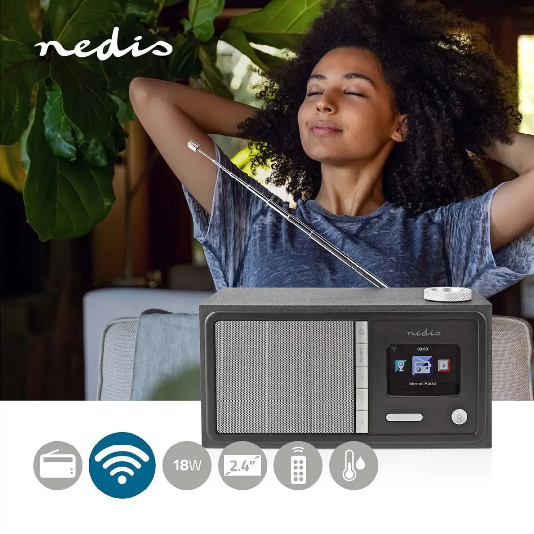 Nedis RDIN3000BK Internetradio - 6W - Zwart
