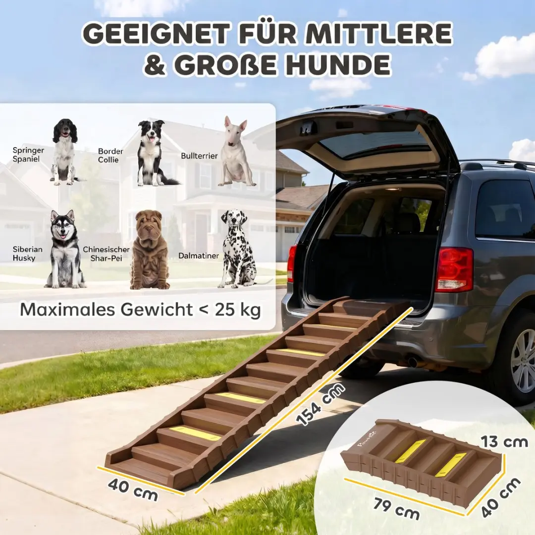 Pawhut Pet Ramp - 154x40x7,5cm - Bruin
