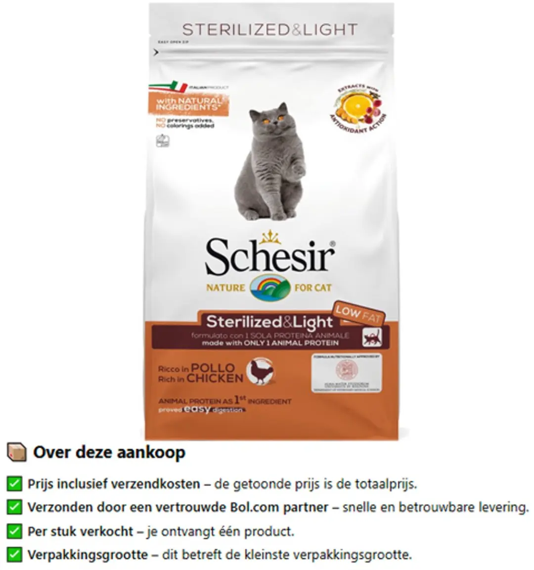 Schesir Sterilized & Light Kattenvoer 400g