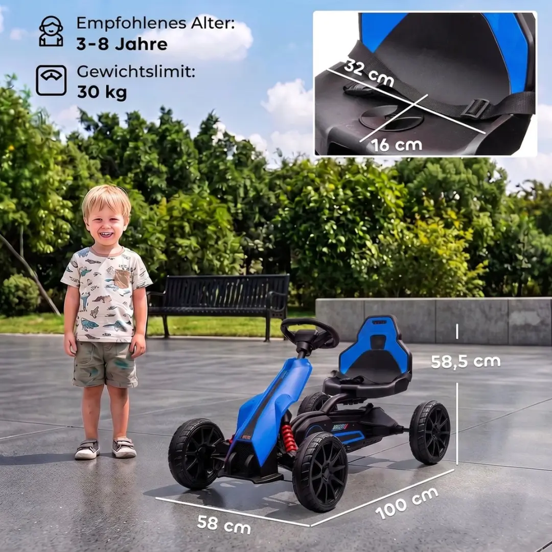 Homcom Electric Ride-on Kart Blauw