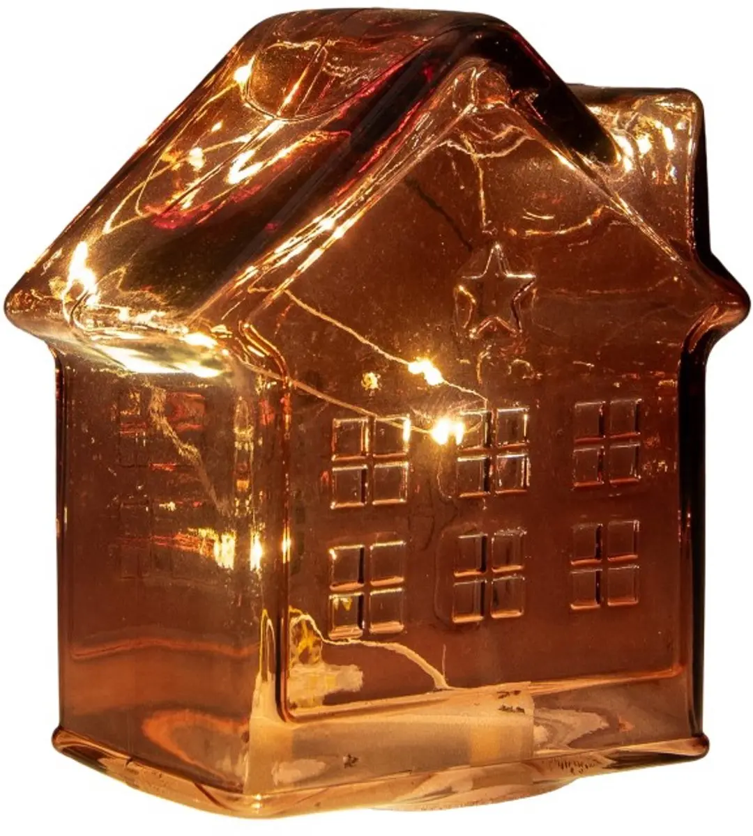 Anna's Collection LED Huisje Glas Bordeaux