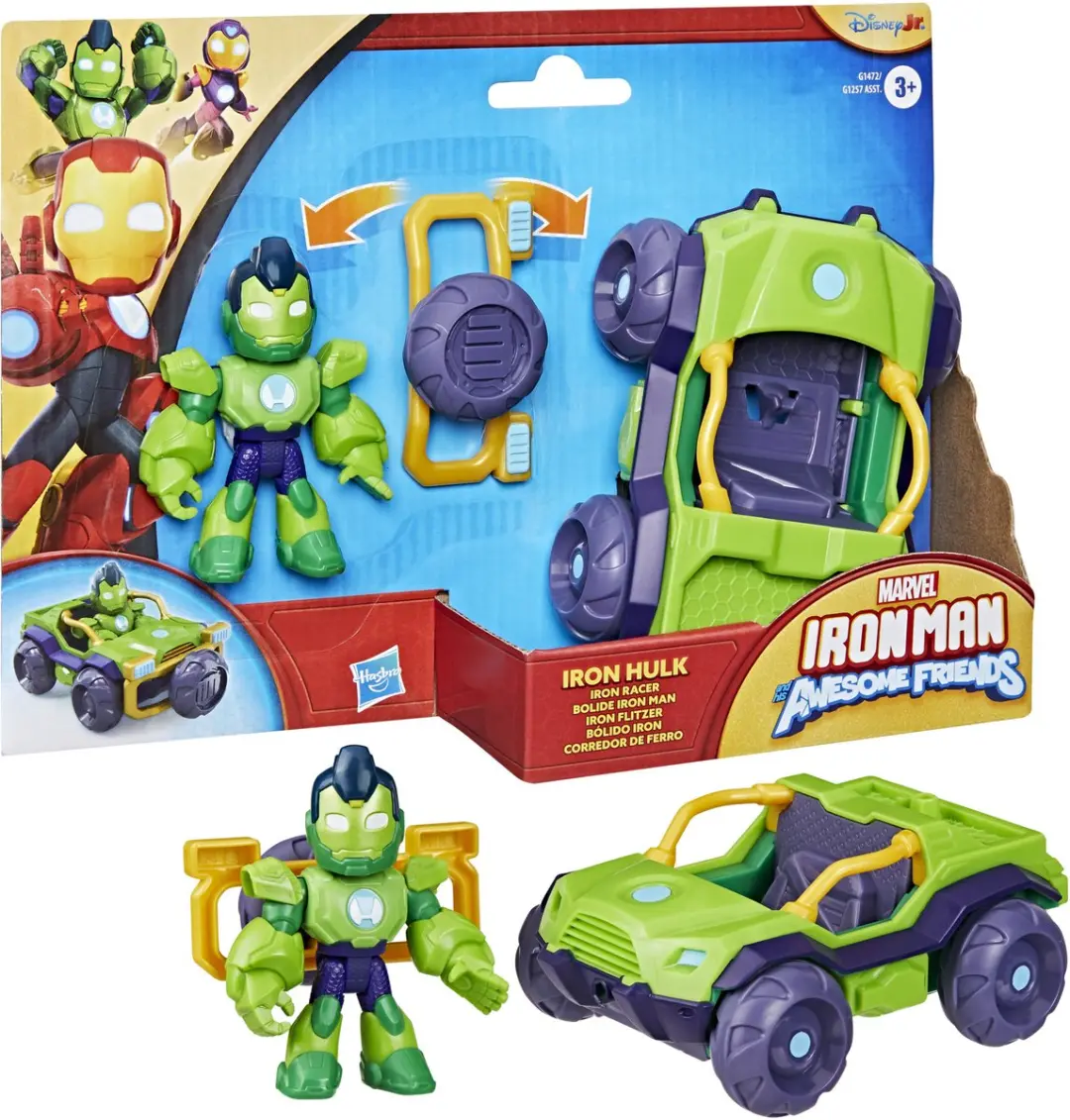 Hasbro Marvel Iron Man and his Awesome Friends Iron Hulk Actiefiguur & Voertuig G14725X00 - Groen