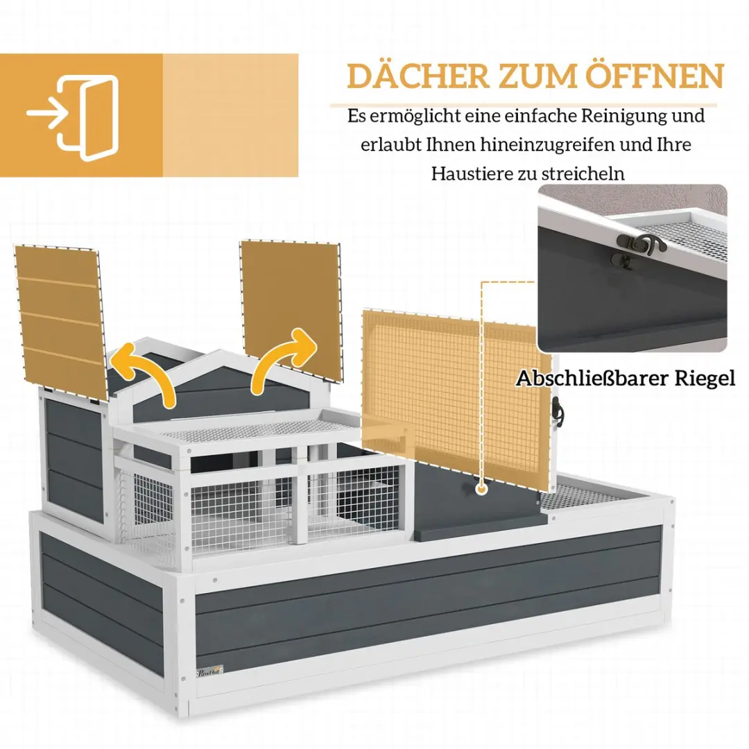 Pawhut Schildpaddenhuis - 112L x 65B x 59H cm Grijs - afbeelding 6 van 6