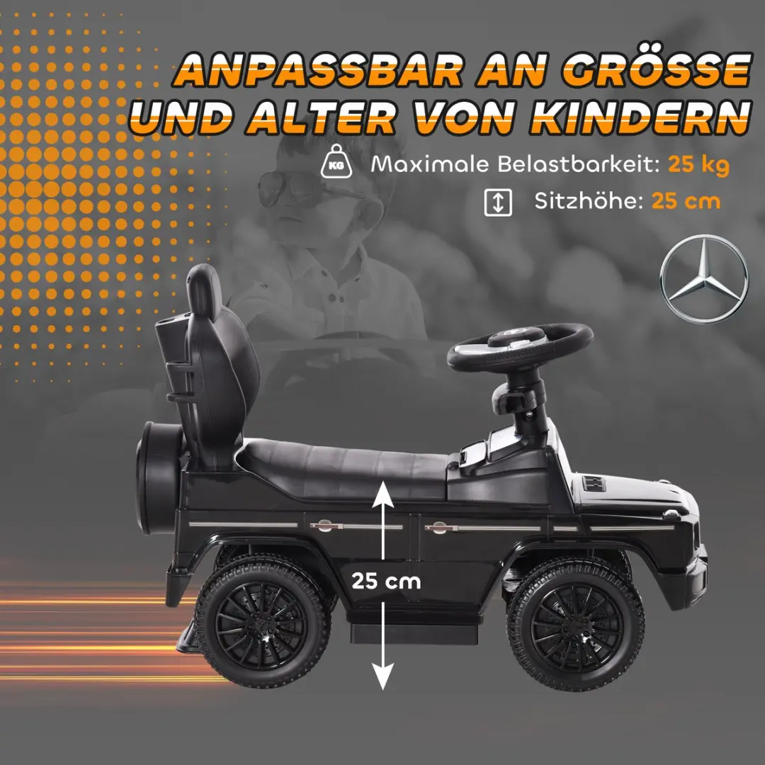 Homcom Loopauto met Duwstang - 85,5L x 40,5B x 95H cm Zwart