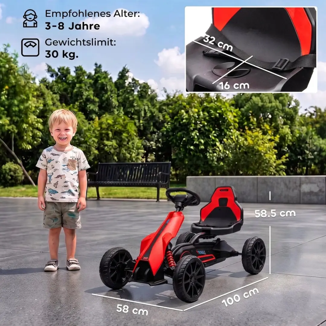 Homcom Electric Ride-on Kart Rood - 100x58x58,5cm