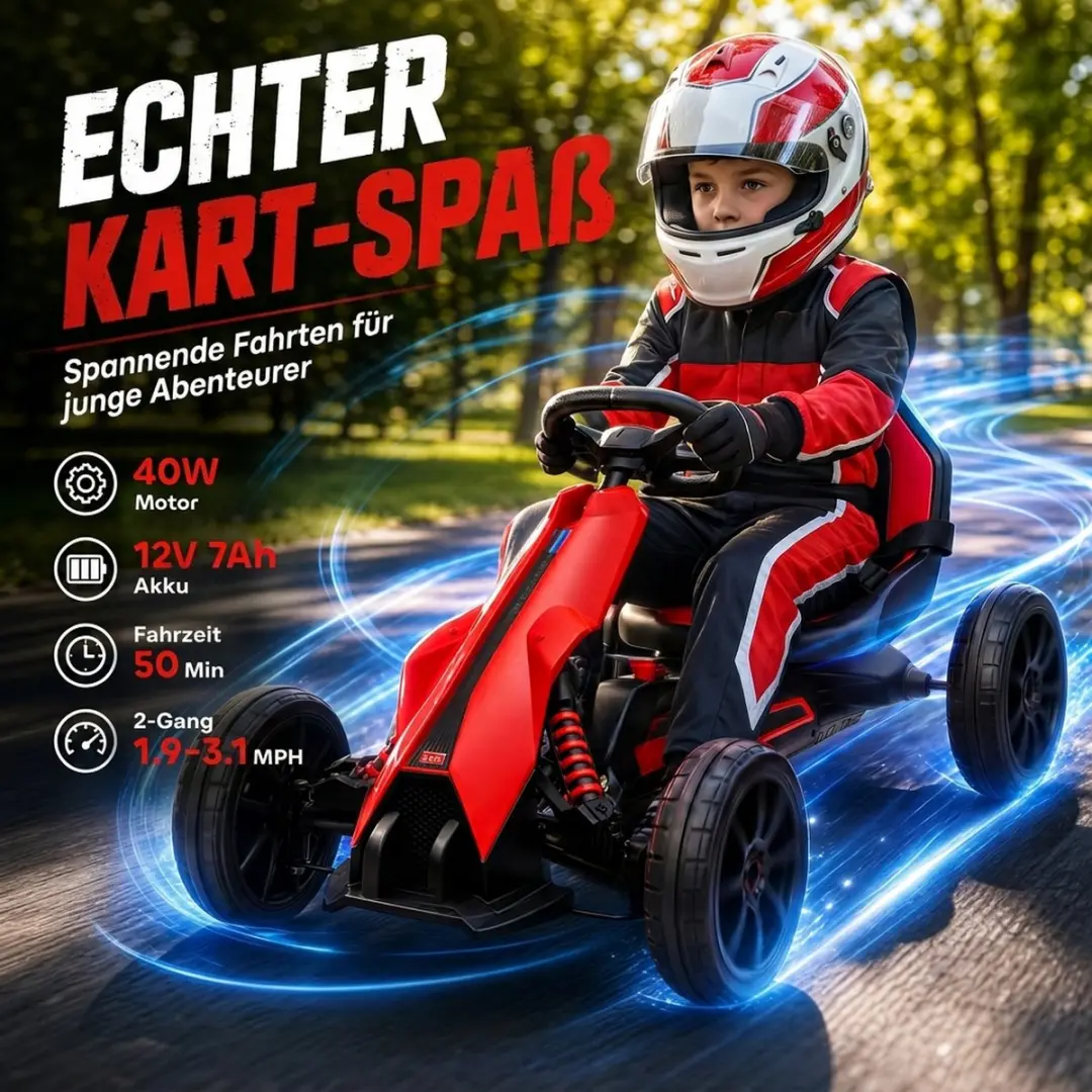 Homcom Electric Ride-on Kart Rood - 100x58x58,5cm - afbeelding 6 van 6