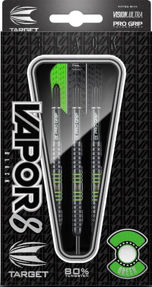 Target Vapor-8 Dartpijlen - 3 Stuks - Zwart/Groen - afbeelding 6 van 6