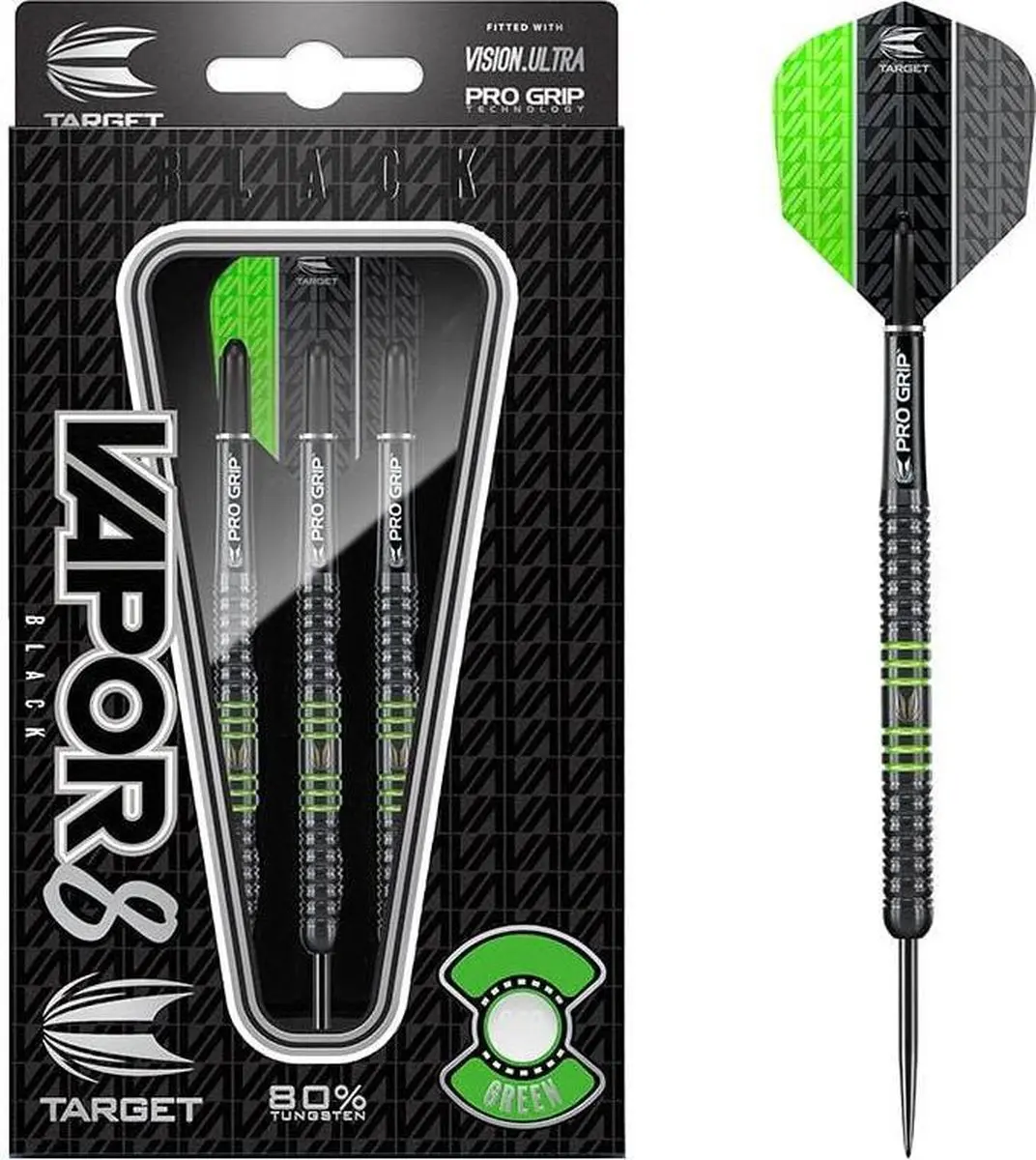 Target Vapor-8 Dartpijlen - 3 Stuks - Zwart/Groen