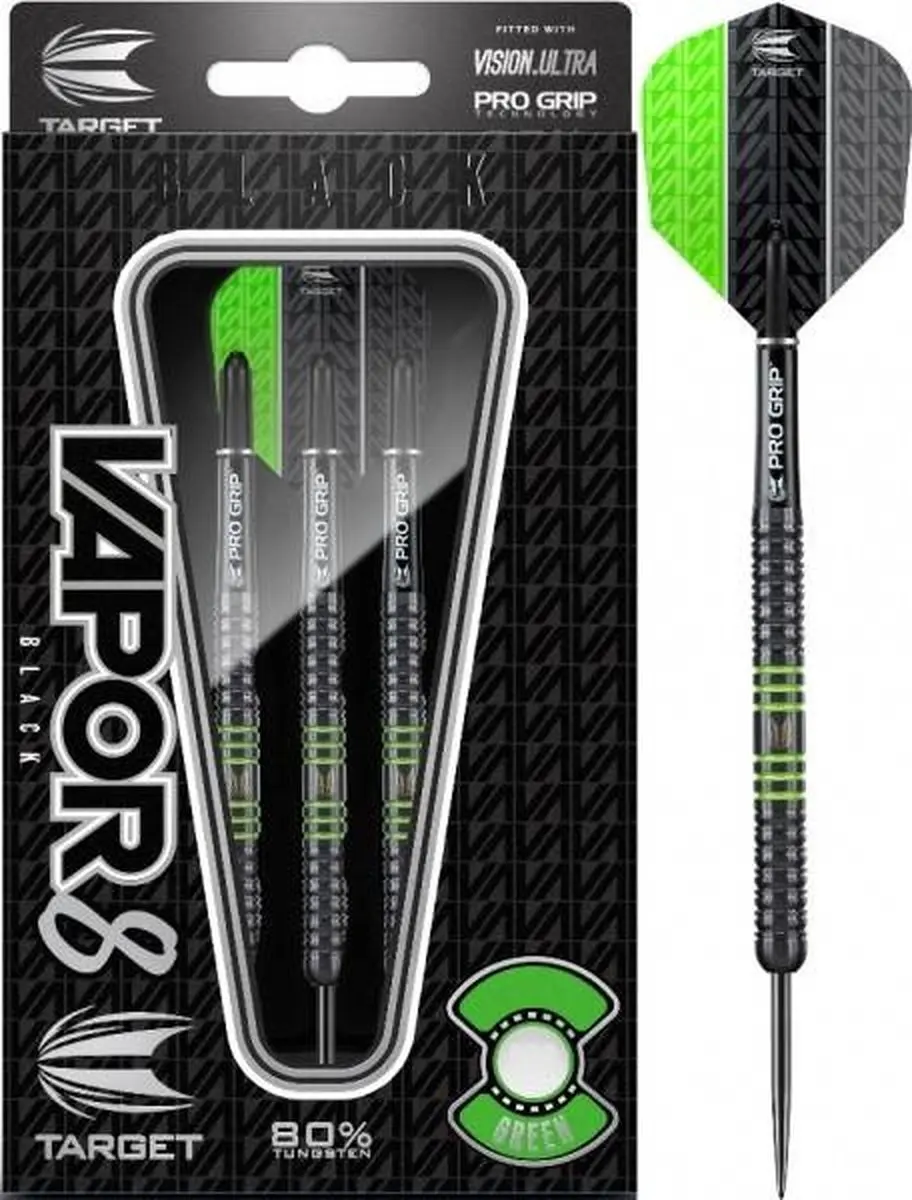 Target Vapor-8 Dartpijlen - 3 Stuks - Zwart/Groen