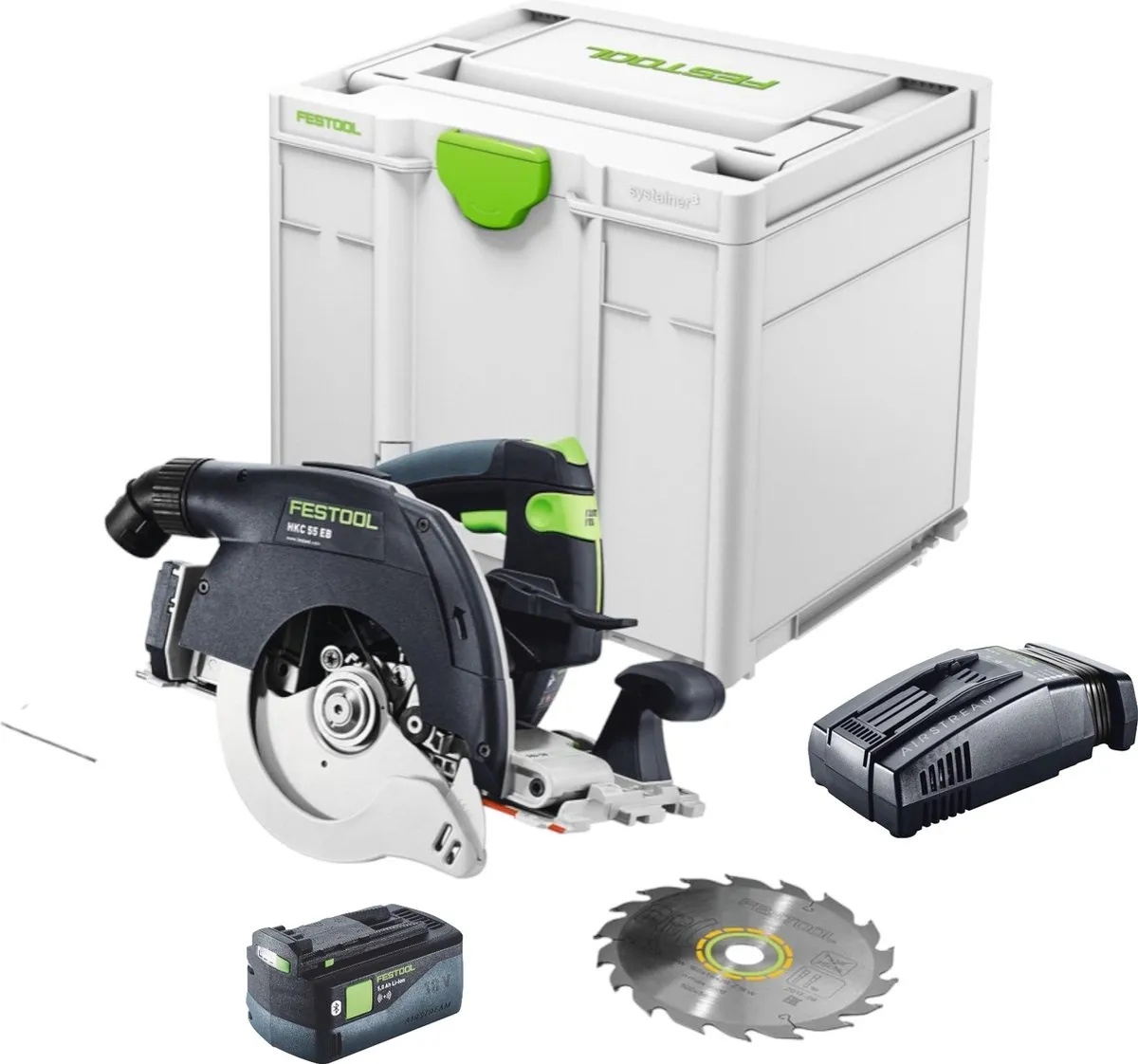 Festool HKC 55 EB-Basic accu-cirkelzaag 18 V 160 mm borstelloos + 1x accu 5,0 Ah + snellader + Systainer