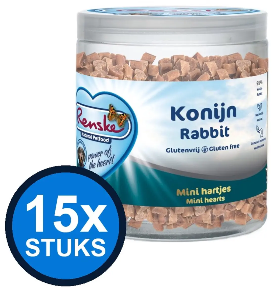 Renske Gezonde Beloning Kat Mini Hartjes Konijn 100g
