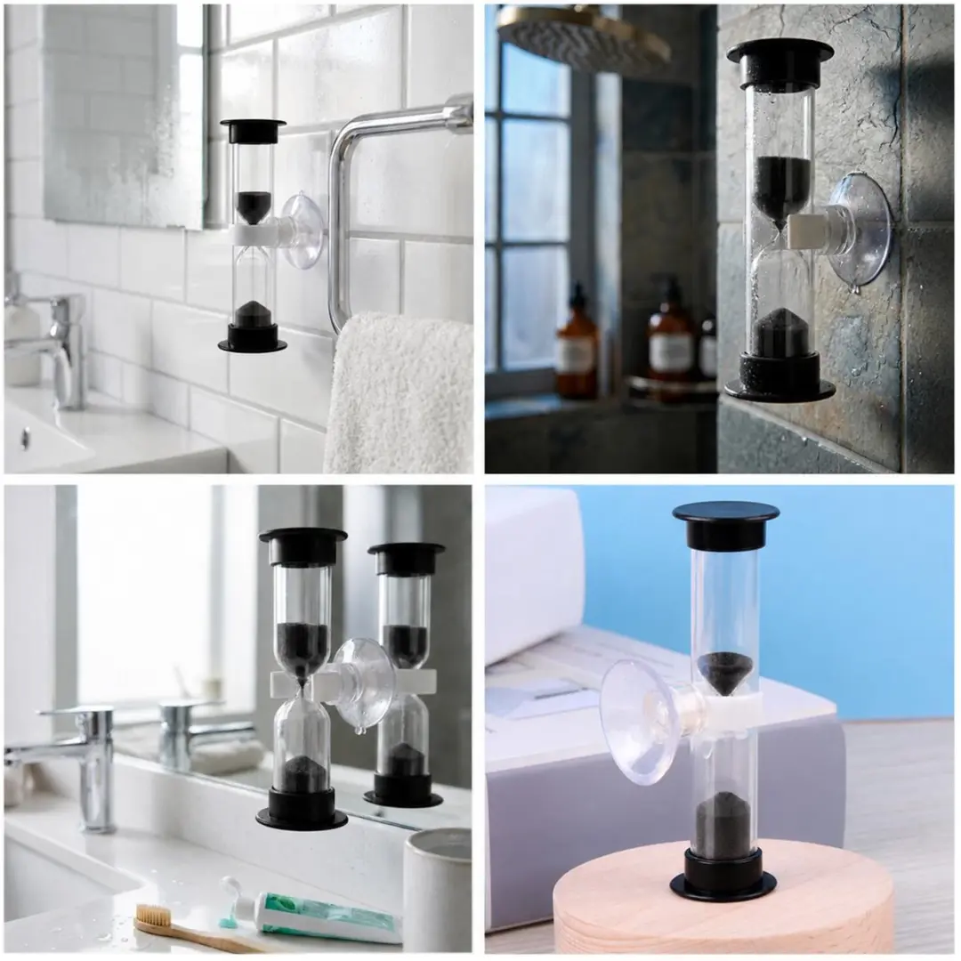 Bellatio Design Zandloper Douche/Badkamer Timer - 2 minuten - Zwart