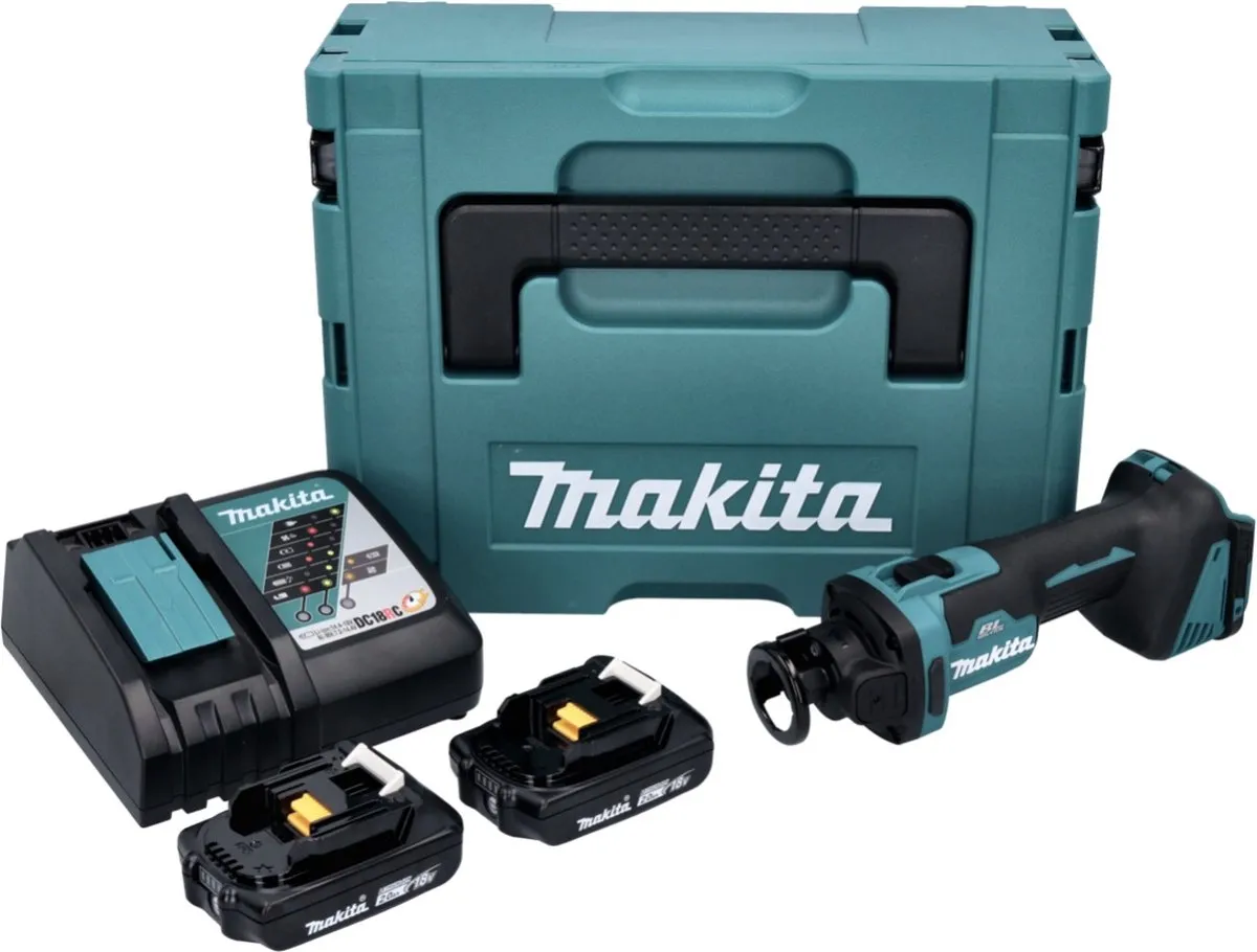 Makita DCO 181 RAJ accu-draaimachine 18 V 32000 tpm borstelloos + 2x accu 2.0 Ah + lader + Makpac