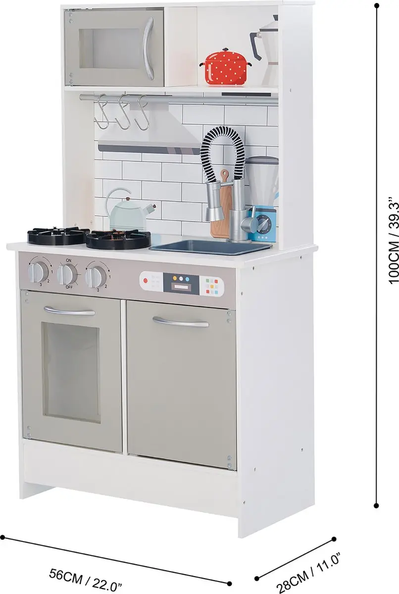 Teamson Kids Klassieke Houten Speelkeuken Grijs