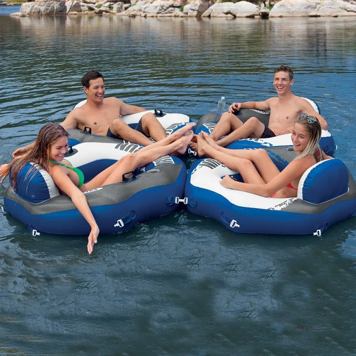 Intex River Run Connect Lounge - Blauw/Wit/Grijs