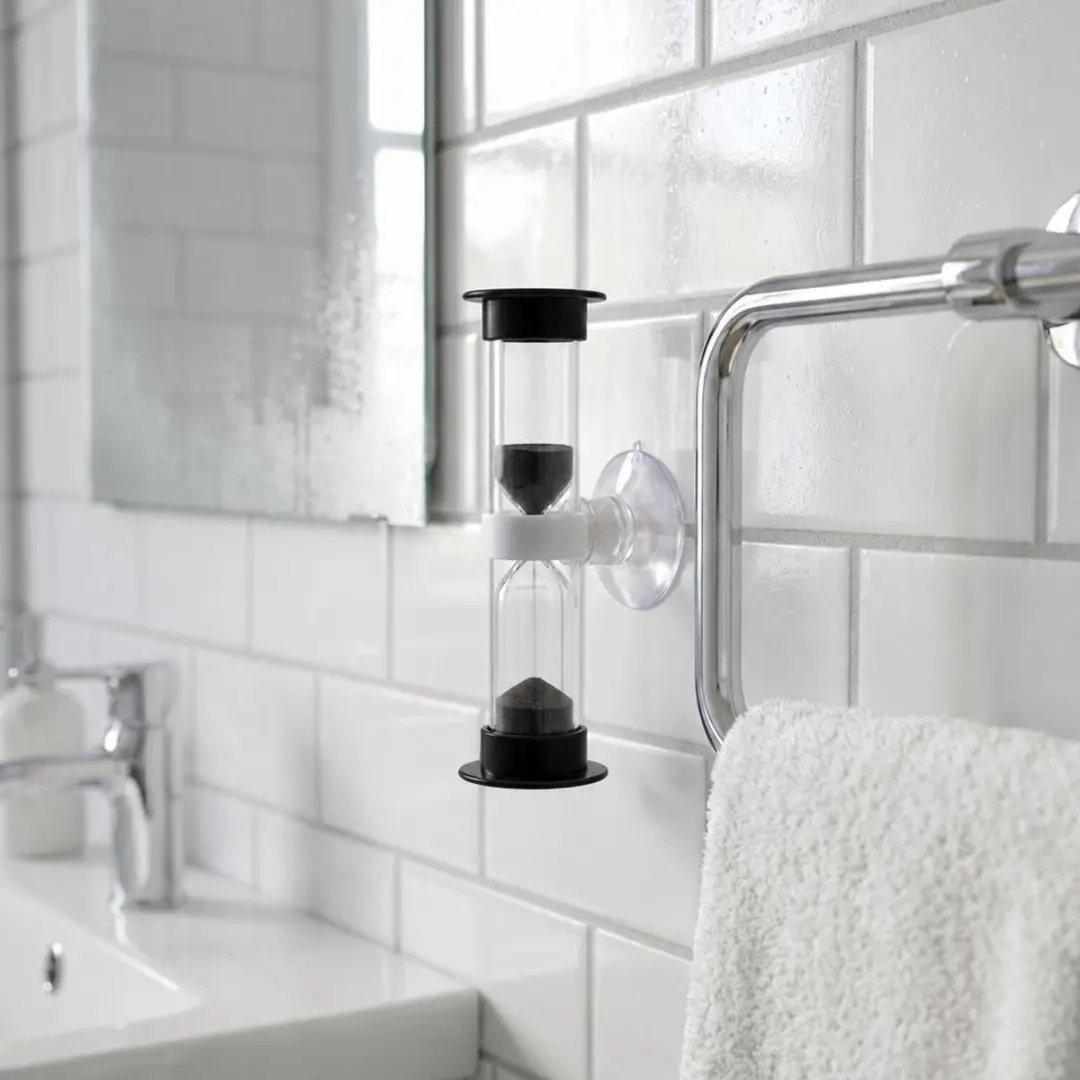 Bellatio Design Zandloper Douche/Badkamer - 5 minuten - Zwart