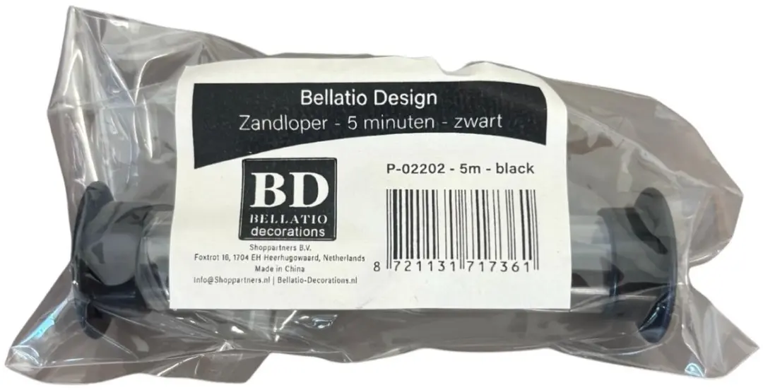 Bellatio Design Zandloper Douche/Badkamer - 5 minuten - Zwart