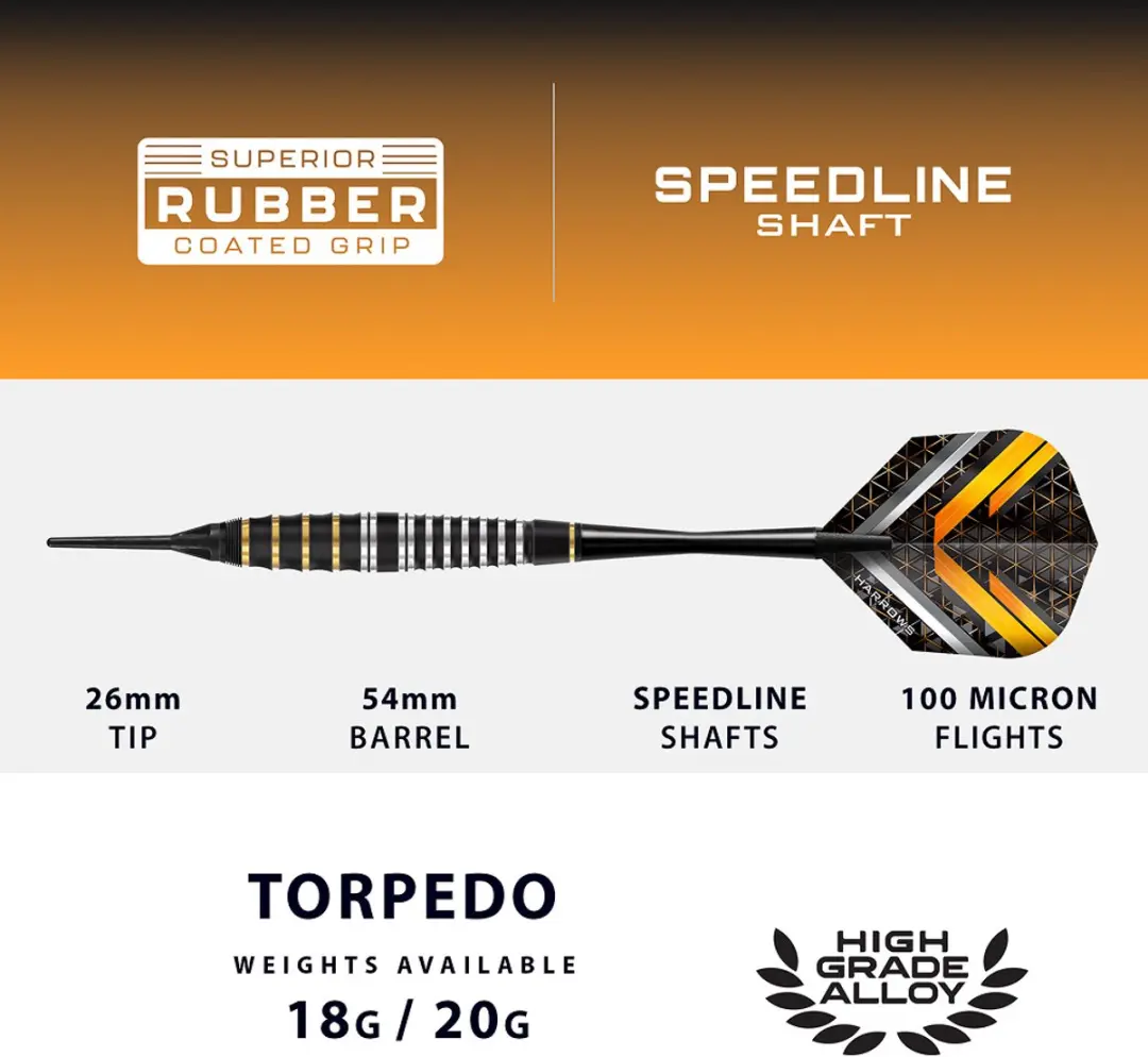 Harrows Vulcan Brass Soft Tip Darts - 3 Stuks