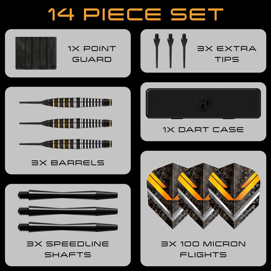 Harrows Vulcan Brass Soft Tip Darts - 3 Stuks