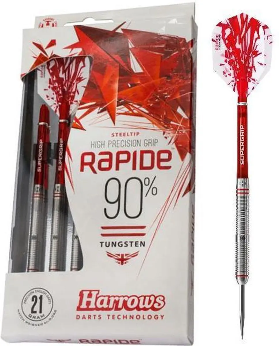 Harrows Rapide Dartpijlen 23g - 3 Stuks - Rood/Zilver