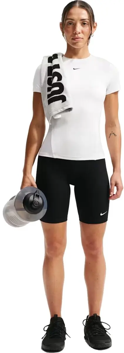Nike One Fitted Dames Training Shirt L - Wit/Zwart