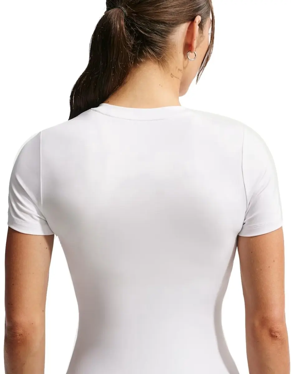 Nike One Fitted Dames Training Shirt L - Wit/Zwart