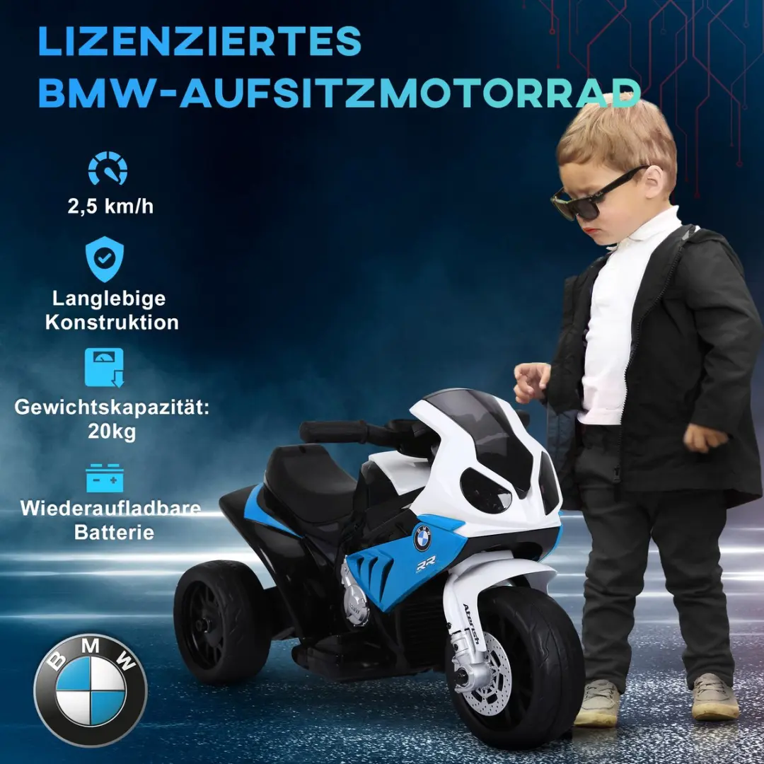 Homcom Electric Ride-on Motorcycle Blauw