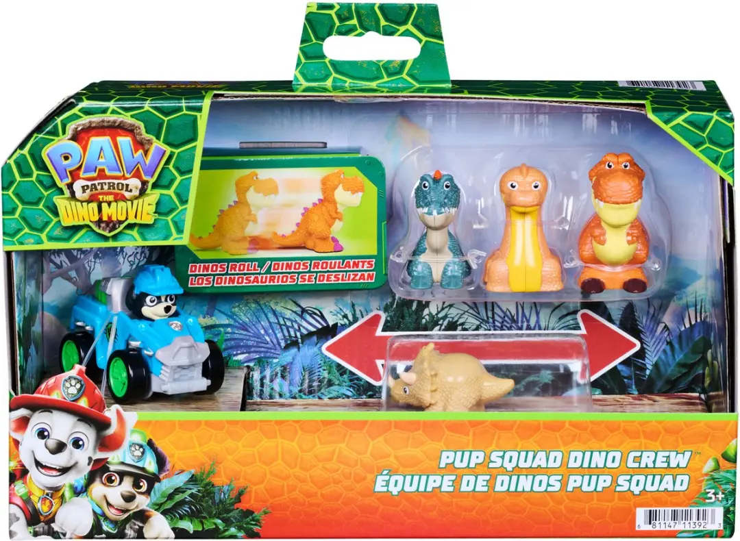 PAW Patrol Pup Squad Dino Crew - Rex Racer & 4 Dinosaurussen - Meerkleurig