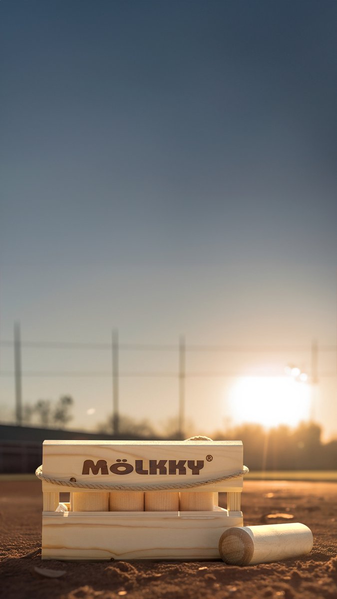 Tactic Mölkky Tournament Set – Vang- en Werpspel - Origineel Fins Houten Werpspel In Luxe Houten Draagkist – Duurzaam Berkenhout – Met Gratis Score-App - Inclusief Mölkkaari Werpboog