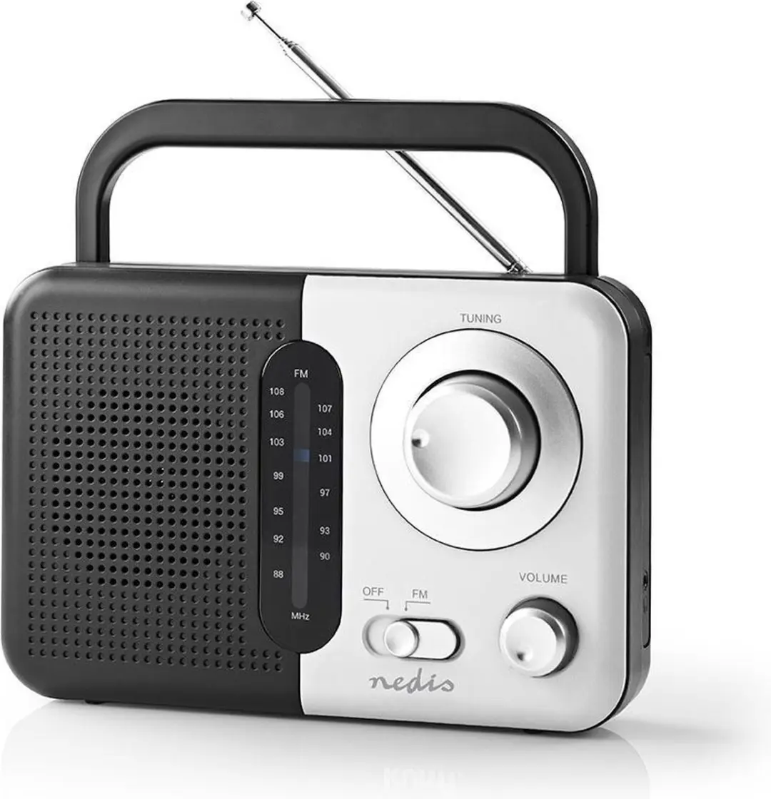 Nedis FM-Radio Draagbaar - Wit/Zwart - 2.4W - Bluetooth - afbeelding 6 van 6
