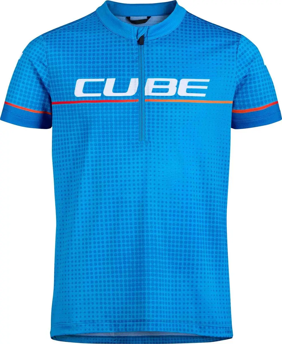 Cube Road/xc Korte Mouw Wielertrui 122cm - Blauw/Rood/Wit
