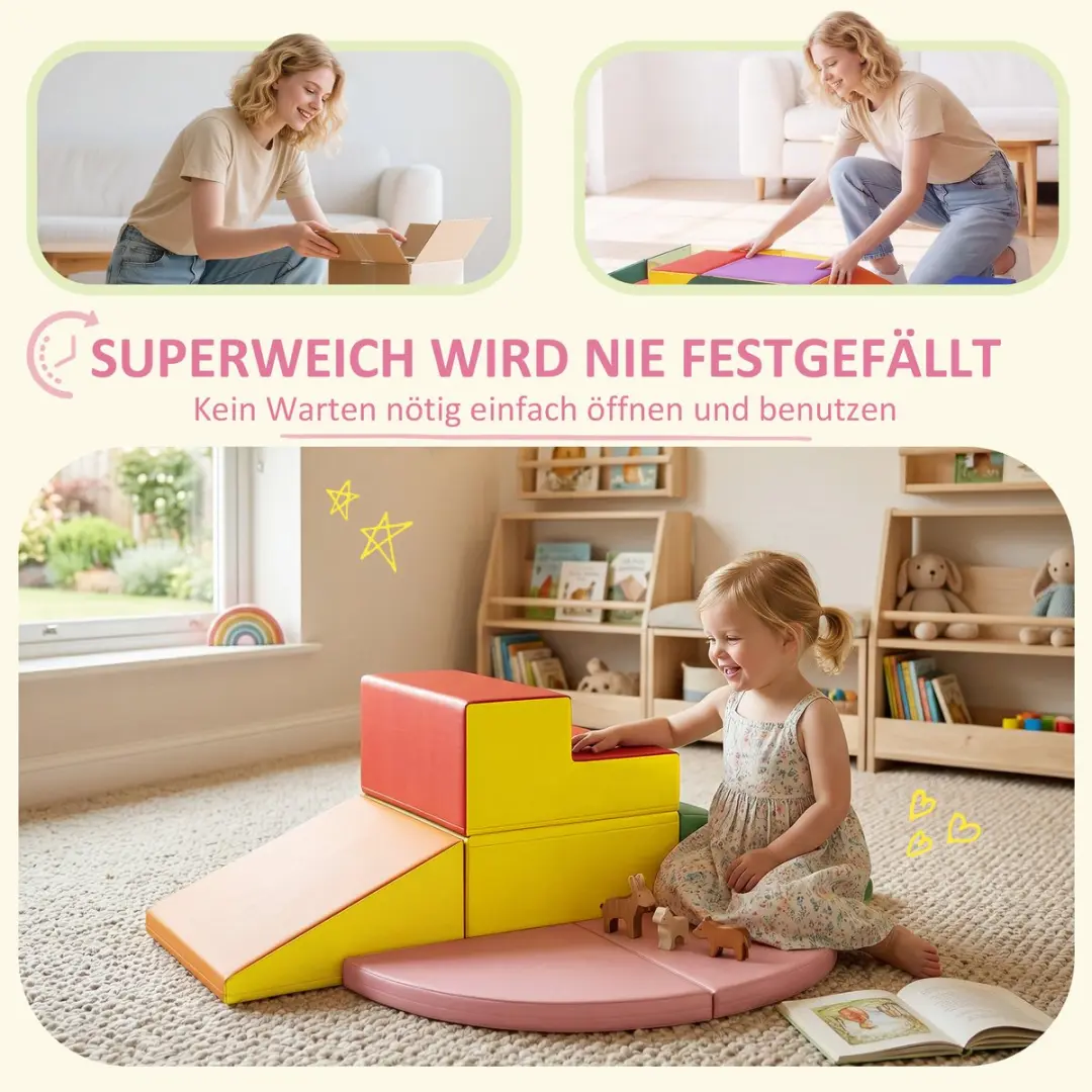 Homcom Kids Soft Play Set - 150x100x24cm Multicolor - afbeelding 4 van 6