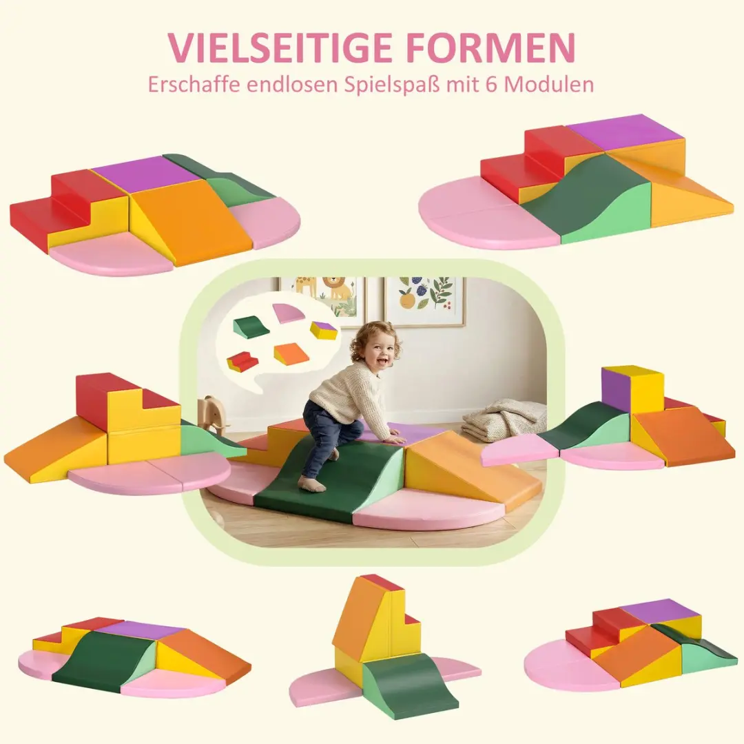 Homcom Kids Soft Play Set - 150x100x24cm Multicolor - afbeelding 3 van 6