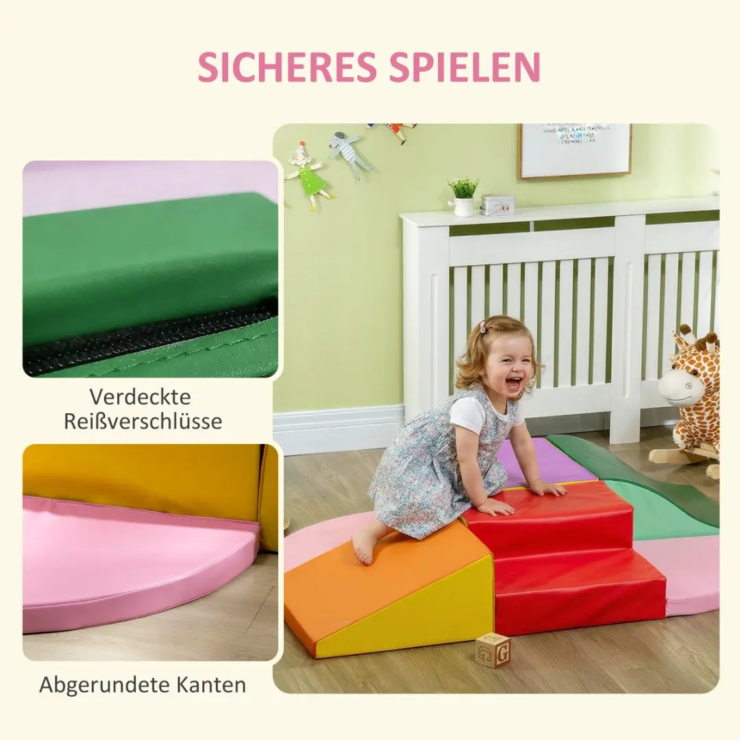 Homcom Kids Soft Play Set - 150x100x24cm Multicolor - afbeelding 5 van 6