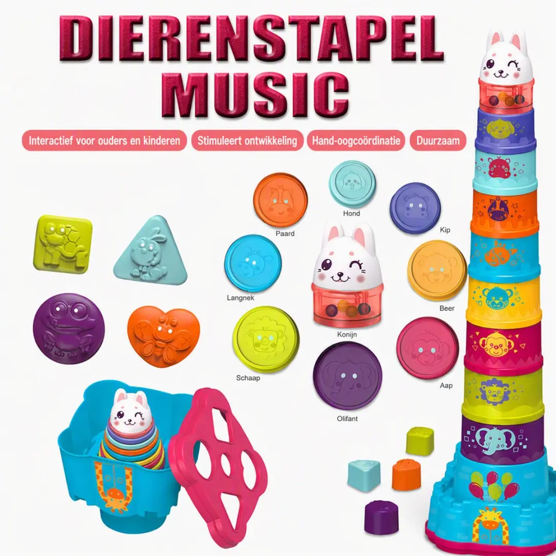 ECTEATOY Stapeltoren Baby 14-delig - Kleurrijk - afbeelding 3 van 6