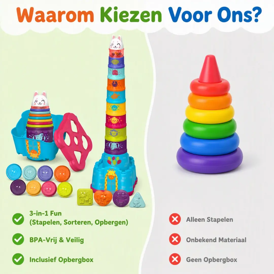 ECTEATOY Stapeltoren Baby 14-delig - Kleurrijk - afbeelding 5 van 6