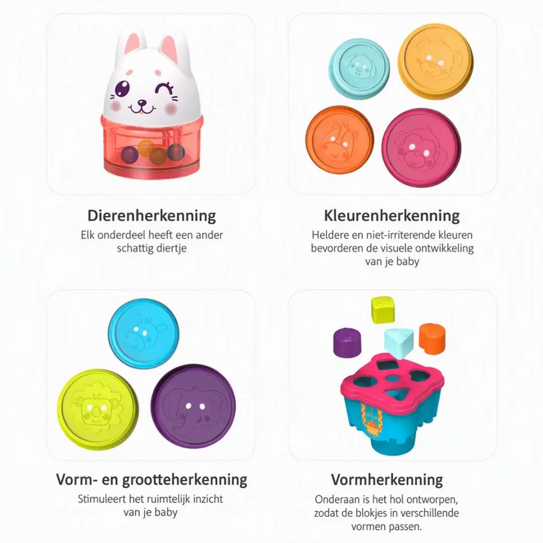 ECTEATOY Stapeltoren Baby 14-delig - Kleurrijk - afbeelding 4 van 6