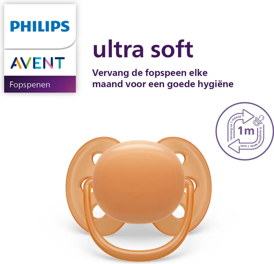 Philips Avent Ultra Soft Fopspeen SCF091/33 - 2 Stuks - Roze/Oranje - afbeelding 2 van 6