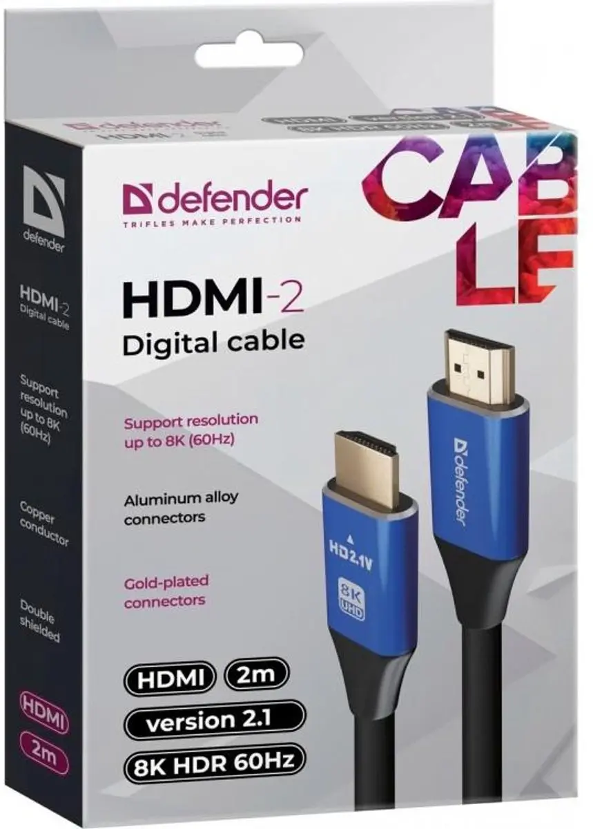 Defender HDMI-Kabel 2m 8K - Goud/Zwart - afbeelding 6 van 6