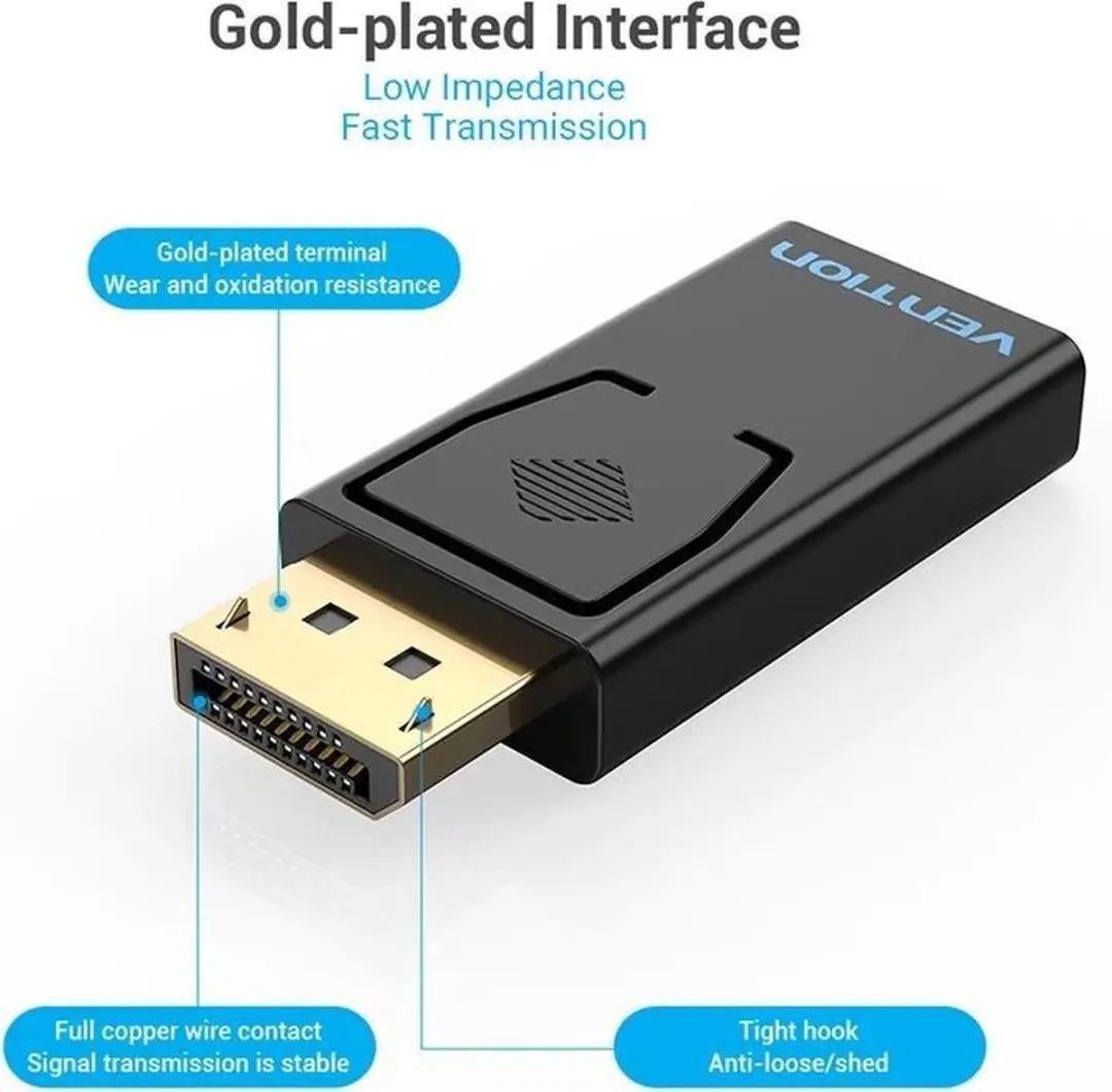Vention DisplayPort naar HDMI Adapter HBKB0 - 1080P 60Hz - Zwart