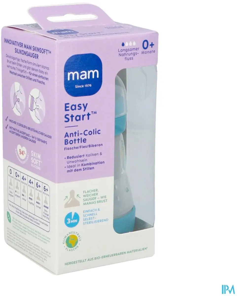 MAM Babyfles Easy Start Anti-Colic 160ml - Blauw