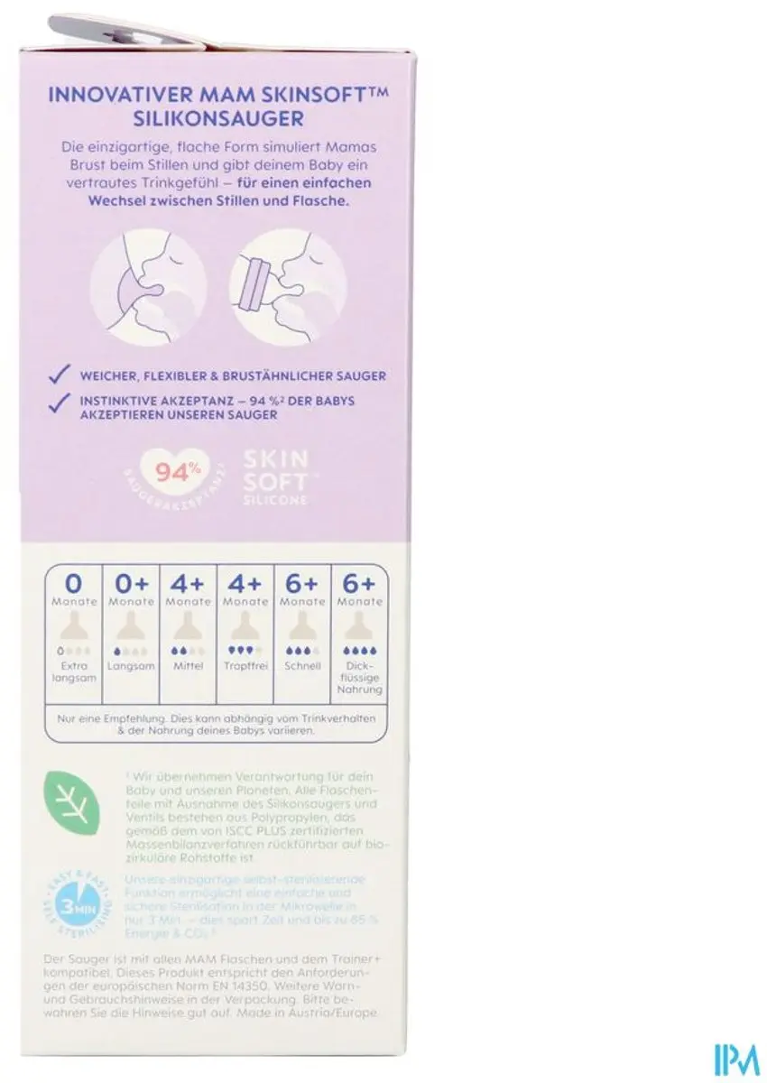 MAM Babyfles Easy Start Anti-Colic 260ml - Lila