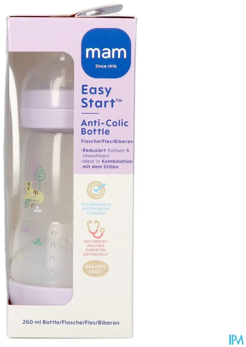 MAM Babyfles Easy Start Anti-Colic 260ml - Lila