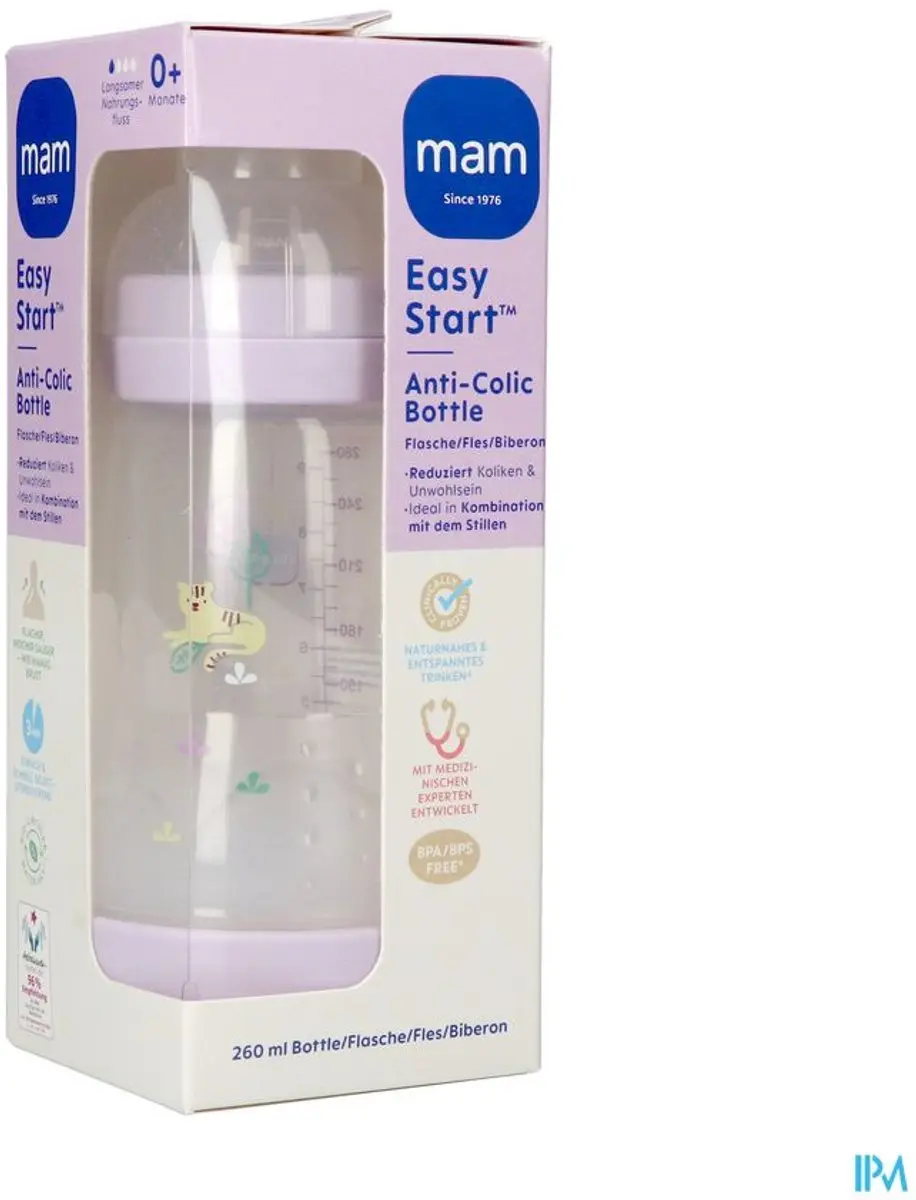 MAM Babyfles Easy Start Anti-Colic 260ml - Lila