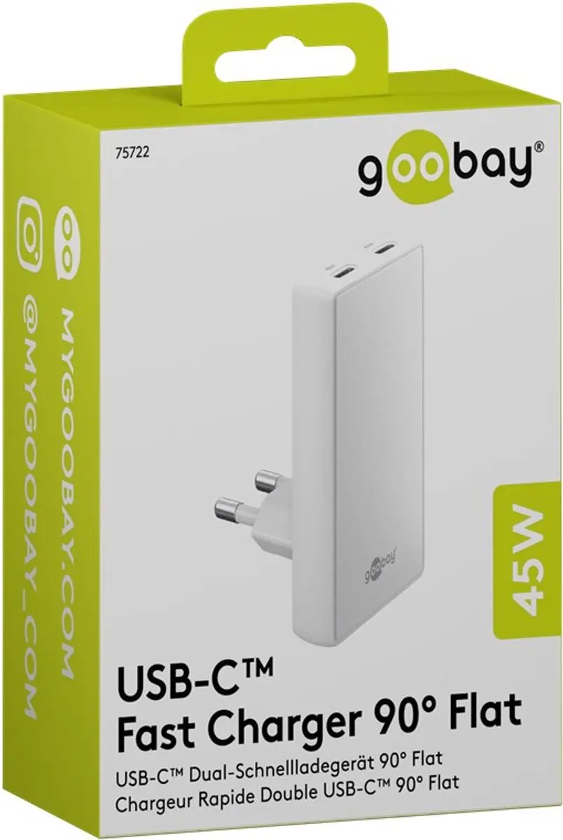 Goobay 75722 USB-C PD Lader 45W - Wit