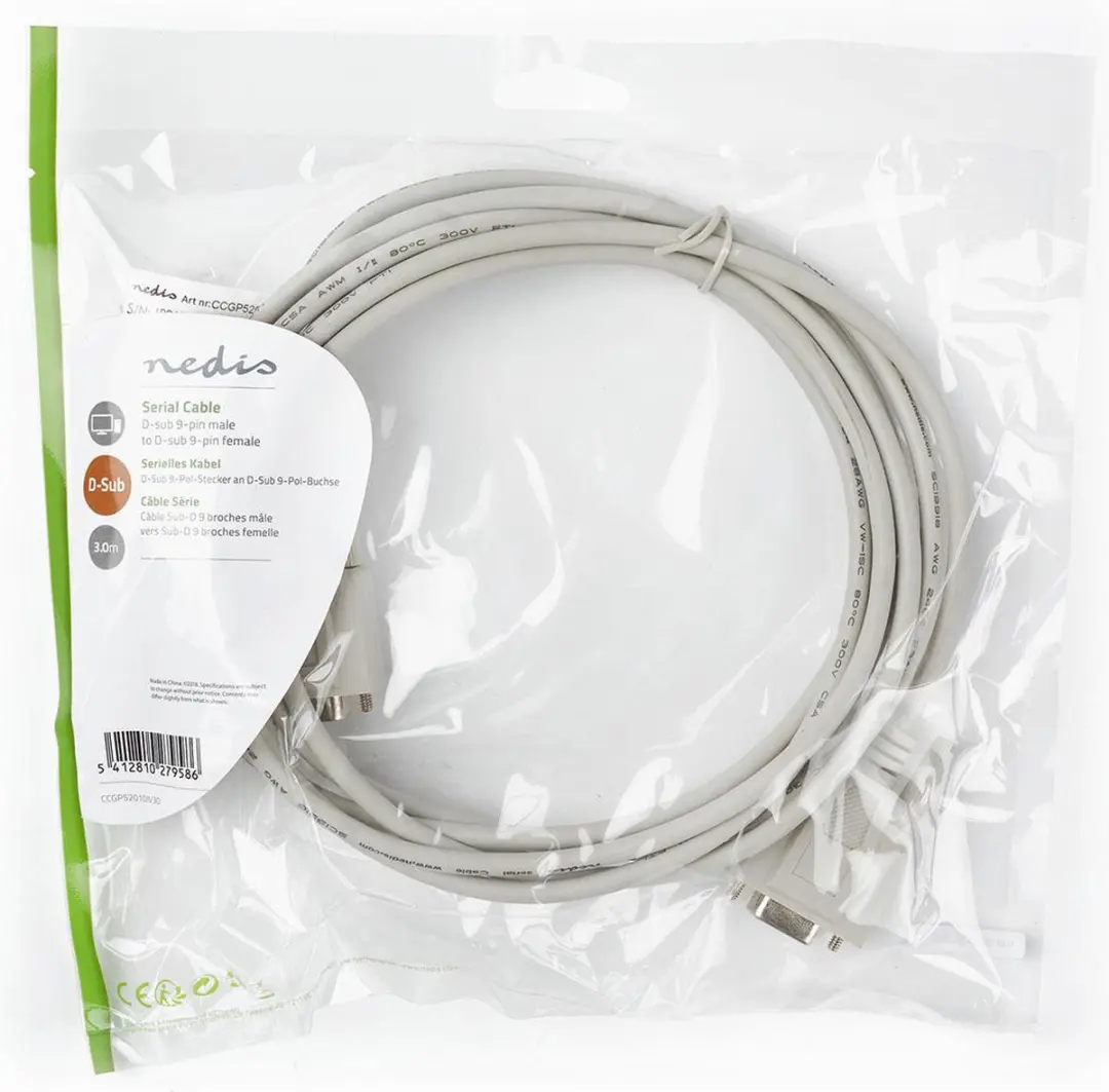 Nedis D-SUB 9-Pins Seriële Kabel 3.00m - Ivoor - afbeelding 6 van 6